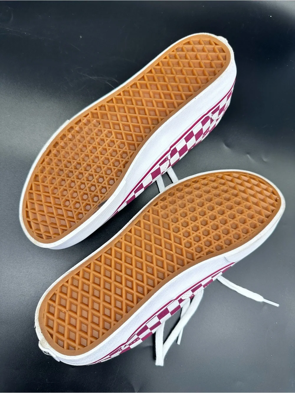 Size 9.5 Vans Doheny Checkerboard Women’s Burgundy Red White Canvas Skate Shoes
